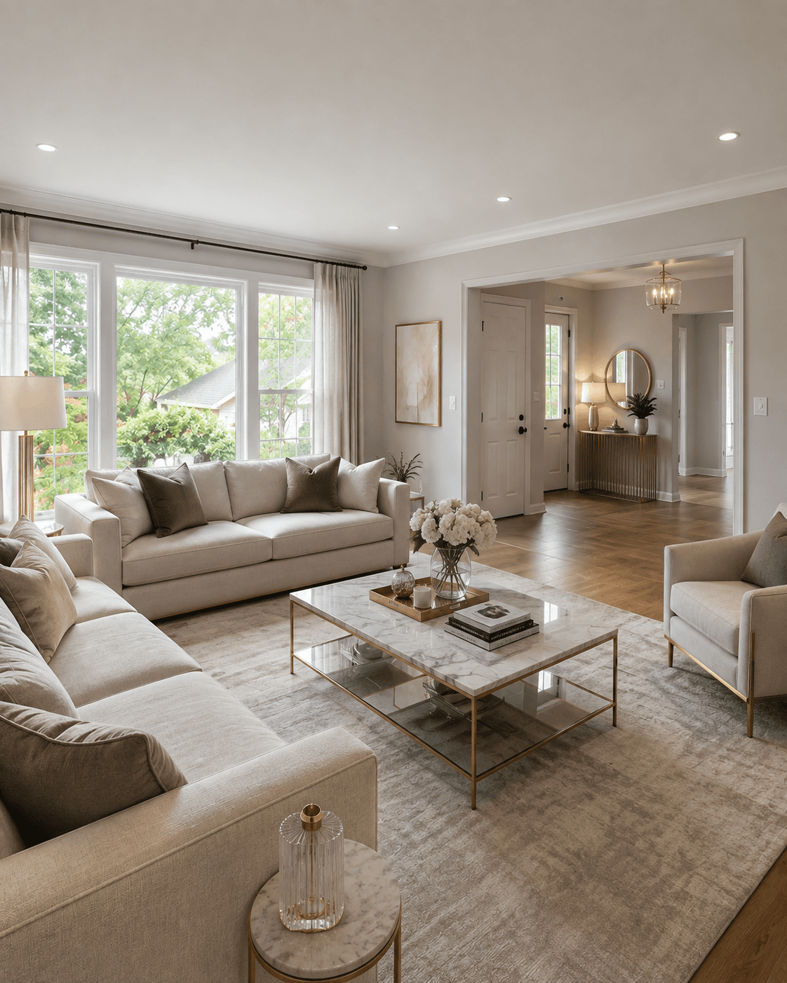 Living room after a Modern Luxury AI redesign